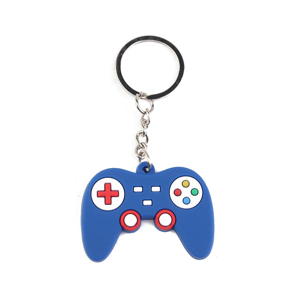 PVC Game Machine Keychain Kawaii Cartoon Key Rings Dessert Donut Pattern Key Holders Fit Adult Car Keys Kids Party Gift Trinkets