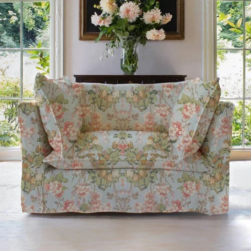 French retro printed single chair small apartment balcony leisure chair pastoral bed and breakfast sofa chair soft bag fabric