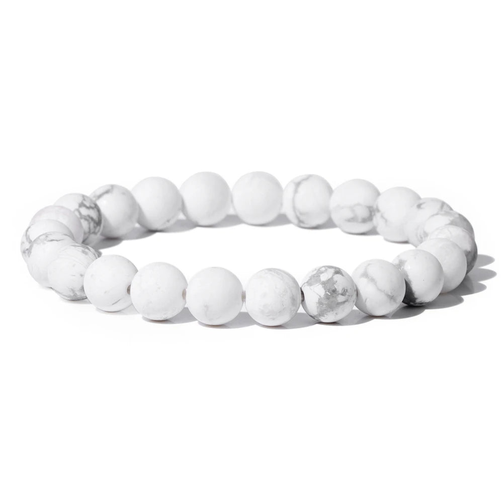 Natural Stone Beads Bracelet 8mm Frosted Opal Malachite Quartz Beaded Elastic Bracelets for Women Men Fashion Jewelry Gift