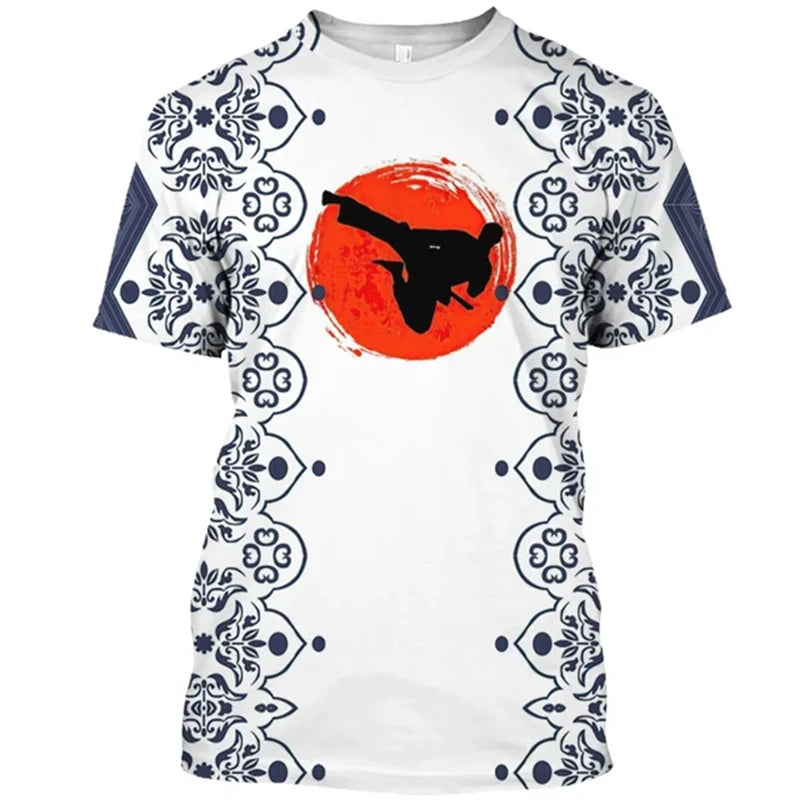 Japanese Karate 3d Printed T-shirt For Men Sports Breathable Comfortable Tee Shirt Short Sleeves Fashion Trend Hot Blood Tees