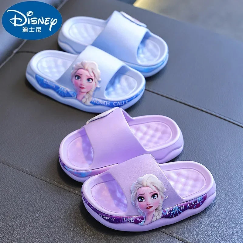 Disney Frozen Elsa Summer Girl Princess Girl Beach Sandals girl Indoor Non-slip Soft Bottom Bath Cartoon Children's Slippers