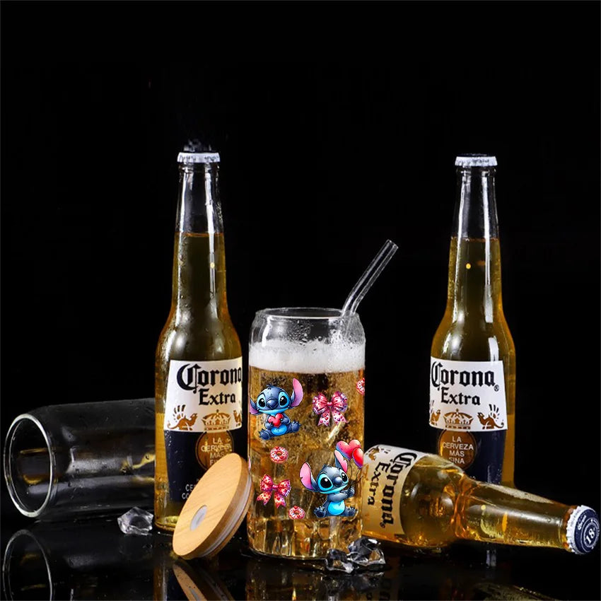 Disney Stitch Series Easy peel waterproof DIY Decals 3D transfers uvdtf crystal stickers 16oz uv dtf tumbler cup wraps sticker