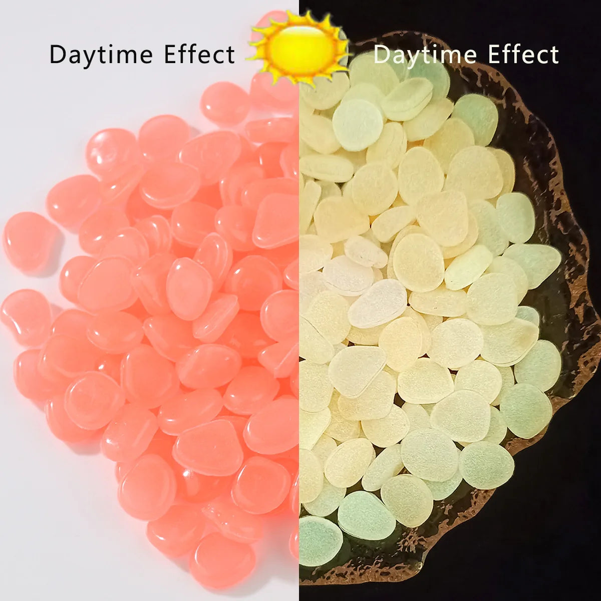 100PCSLuminous stone garden fish tank landscape glow-in-the-dark stone decoration artificial fluorescent color goose stone