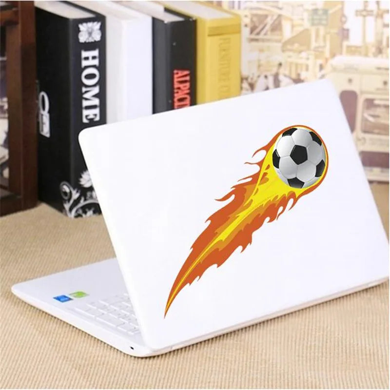 1PC Cute Fire Football Wall Stickers For Kids Bathroom Gift Home Decals Soccer Funs 3D Mural Art Sport Game Pvc Poster 20*30
