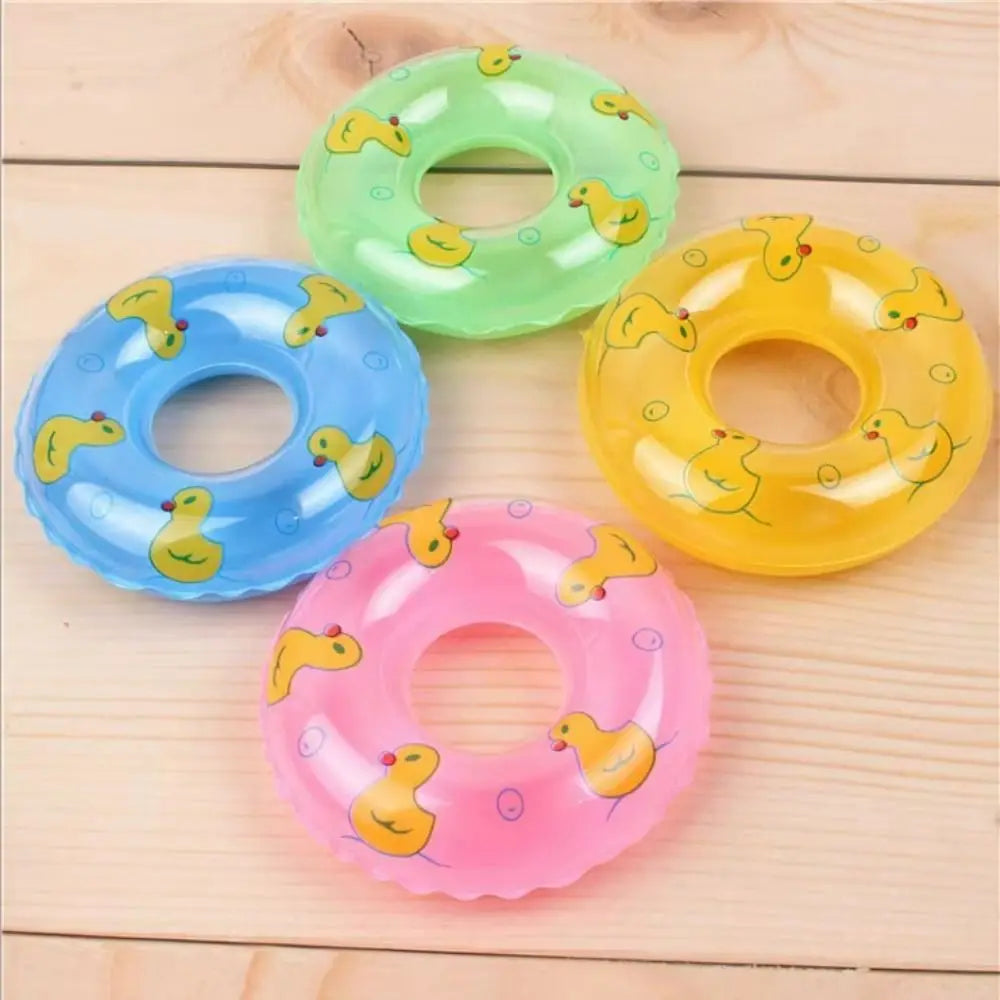 PVC Dollhouse Miniature Swimming Ring Yellow Duck Inflatable Mini Rings Swimming Toy Handmade DIY