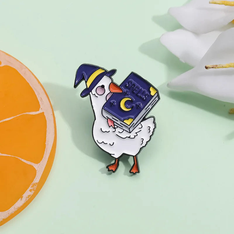 Adorable Reading Book Enamel Pin Cute Animal Badge Tyrannosaurus Brooches Bag Clothes Lapel pin Fashion Jewelry Gift Kids