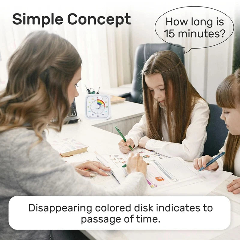 60 Minute Visual Timer With Protective Case, Rainbow Disk Timer, Silent Countdown Time Management Tool