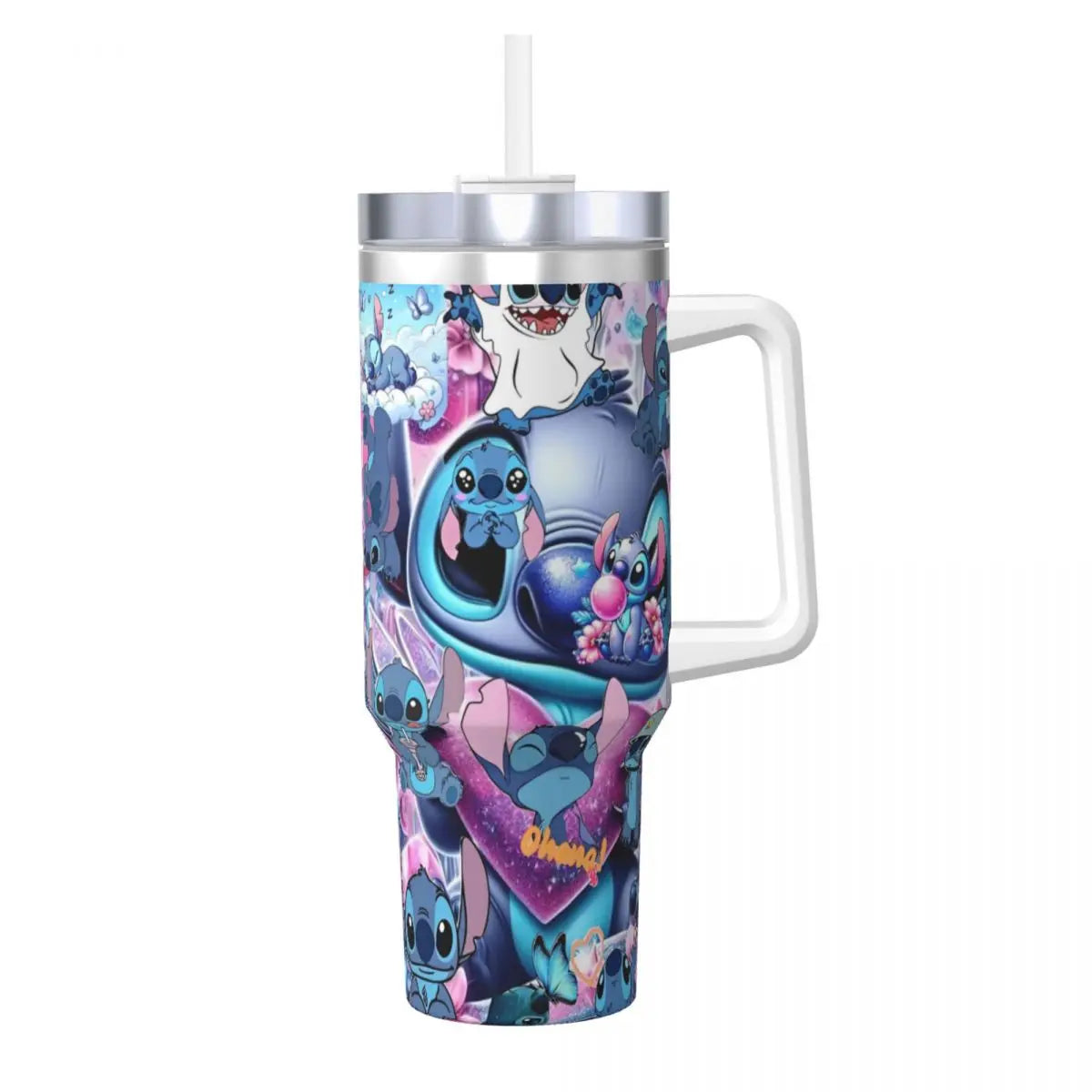 Angel And Stitch Stainless Steel Tumbler Camping Mugs Cup Large Capacity Coffee Mug Heat Preservation Drinks Milk Water Bottle