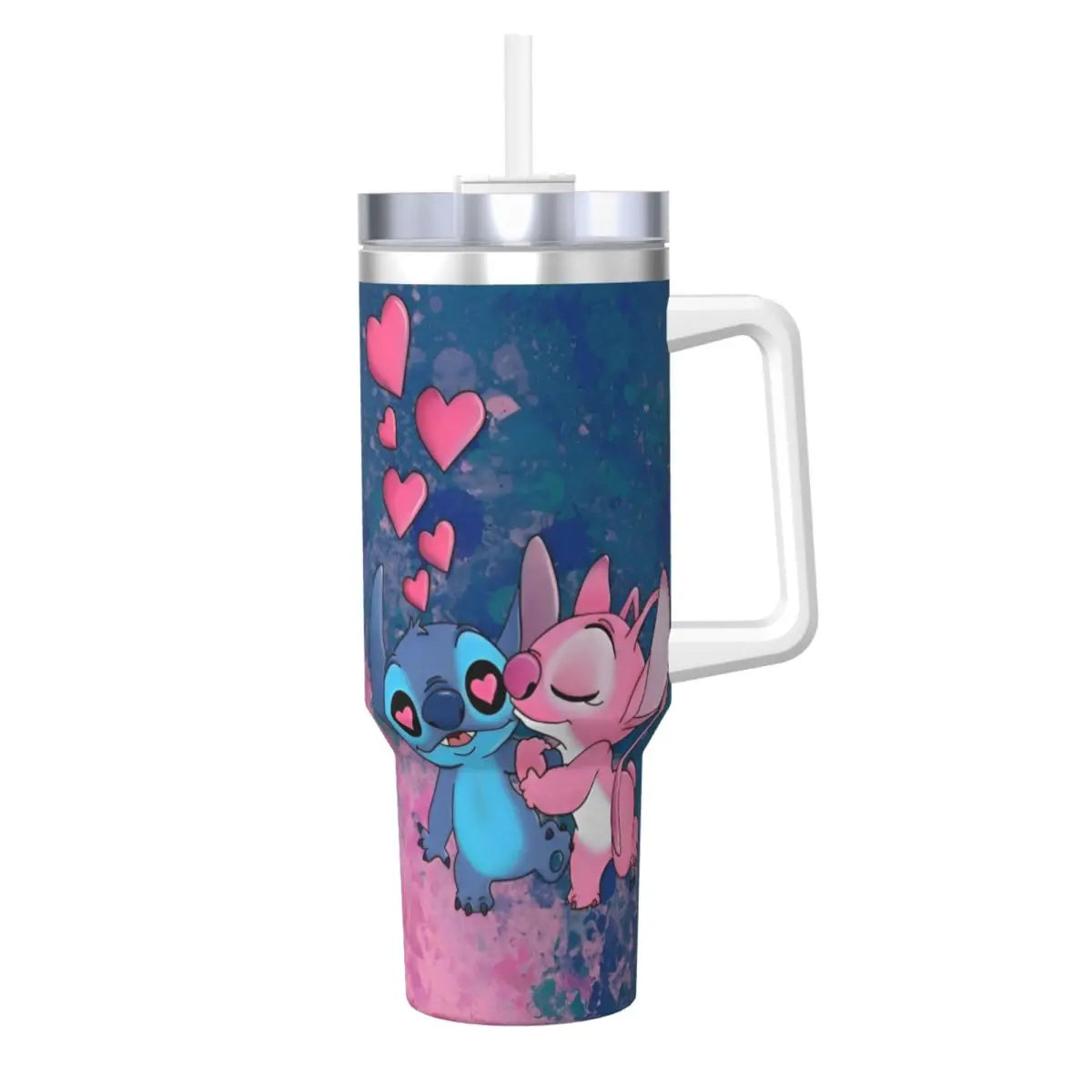 Angel And Stitch Stainless Steel Tumbler Camping Mugs Cup Large Capacity Coffee Mug Heat Preservation Drinks Milk Water Bottle