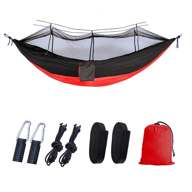 Outdoor Camping Parachute Cloth Portable Anti Rollover and Anti Mosquito Quick Opening Mosquito Nets Hammock Double Single