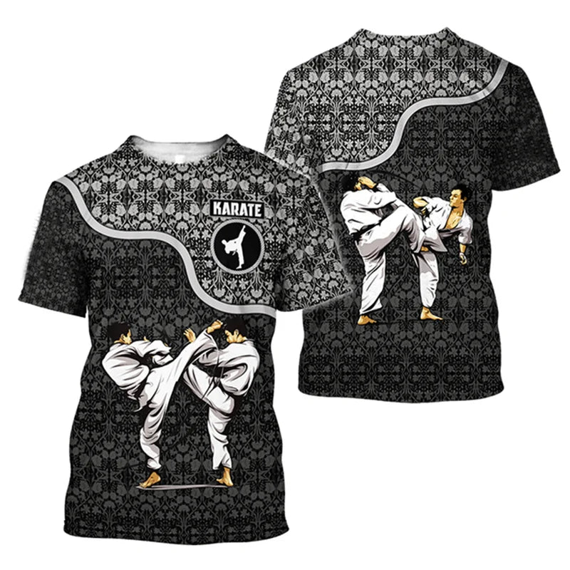 3D Karate Print T Shirt Martial Art Wushu Graphic T-shirts For Men Kid Fashion Streetwear Short Sleeves Sports Gym Clothing Tops