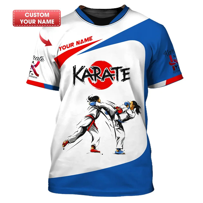 Fashion Karate Master T-shirt Men Kids 3D Printing Tiger Short Sleeves Custom Name Tshirt Tops Sports Crew Neck Tee Shirts