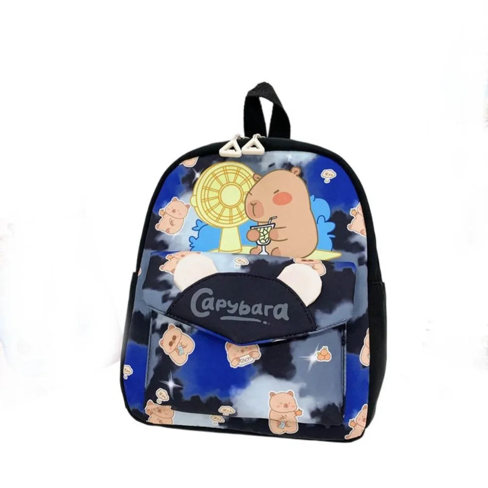 Cute Large Capacity Capybara Backpack Nylon Ultra-light Cartoon Animal Schoolbag Wide Straps Kids Book Bag Children