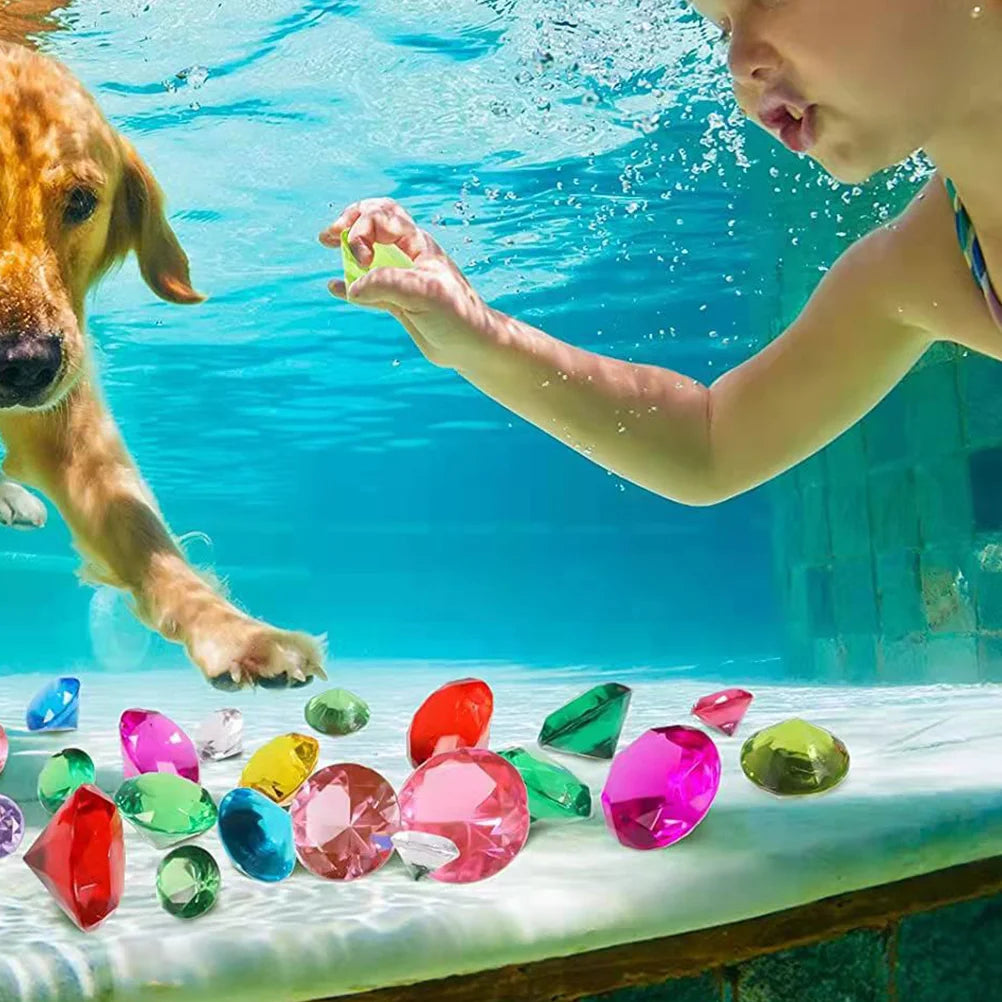 60 Pcs Acrylic Gem Toy Diving Gems Jewelry for Kids Ages 4 8 Bright Colors Pool Underwater Toys Fake Diamond Model
