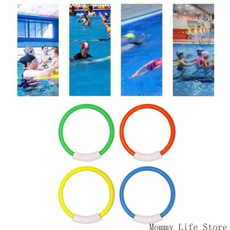 Summer Pool Snorkeling Dive Rings Set of 4 Improve Swimming Skill With Colorful Designs Diving Toy For Kids And Adults