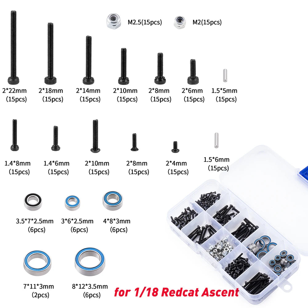 AXSPEED RC Car Repair Tools Screws Box Set for 1/8 1/10 1/18 1/24 Axial SCX10 SCX24 TRX4M TRX4 TRX6 D90 HSP Tamiya Redcat Ascent