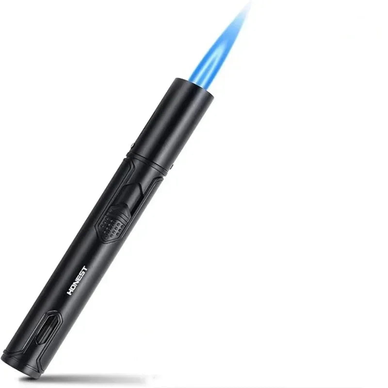 HONEST Metal Windproof Lighter Jet Flame Inflatable Pen Style Butane Lighter, Kitchen Barbecue Candle Camping Men's Small Tool