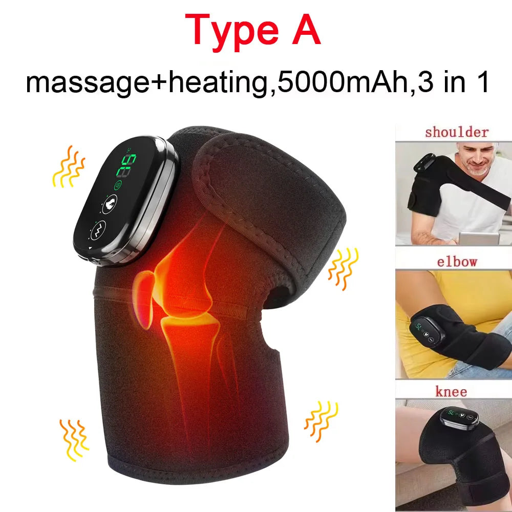 3 in 1 Cordless Thermal Knee Pad Knee Shoulder Massager Vibration Leg Arm Joint Brace Muscle Relax Joint Brace Muscle Relaxation