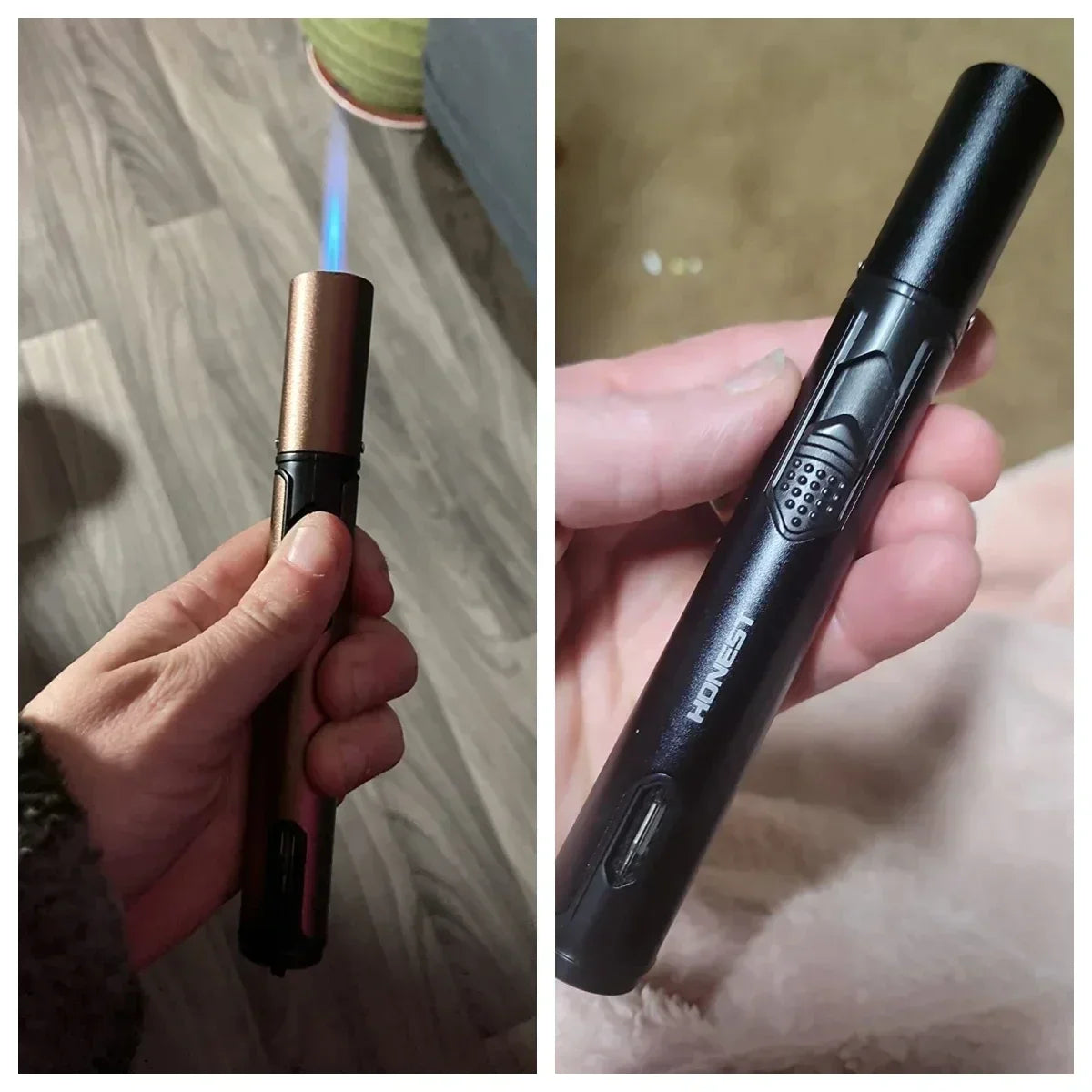 HONEST Metal Windproof Lighter Jet Flame Inflatable Pen Style Butane Lighter, Kitchen Barbecue Candle Camping Men's Small Tool
