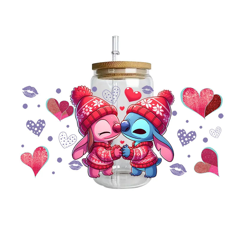 Disney Stitch Series Easy peel waterproof DIY Decals 3D transfers uvdtf crystal stickers 16oz uv dtf tumbler cup wraps sticker