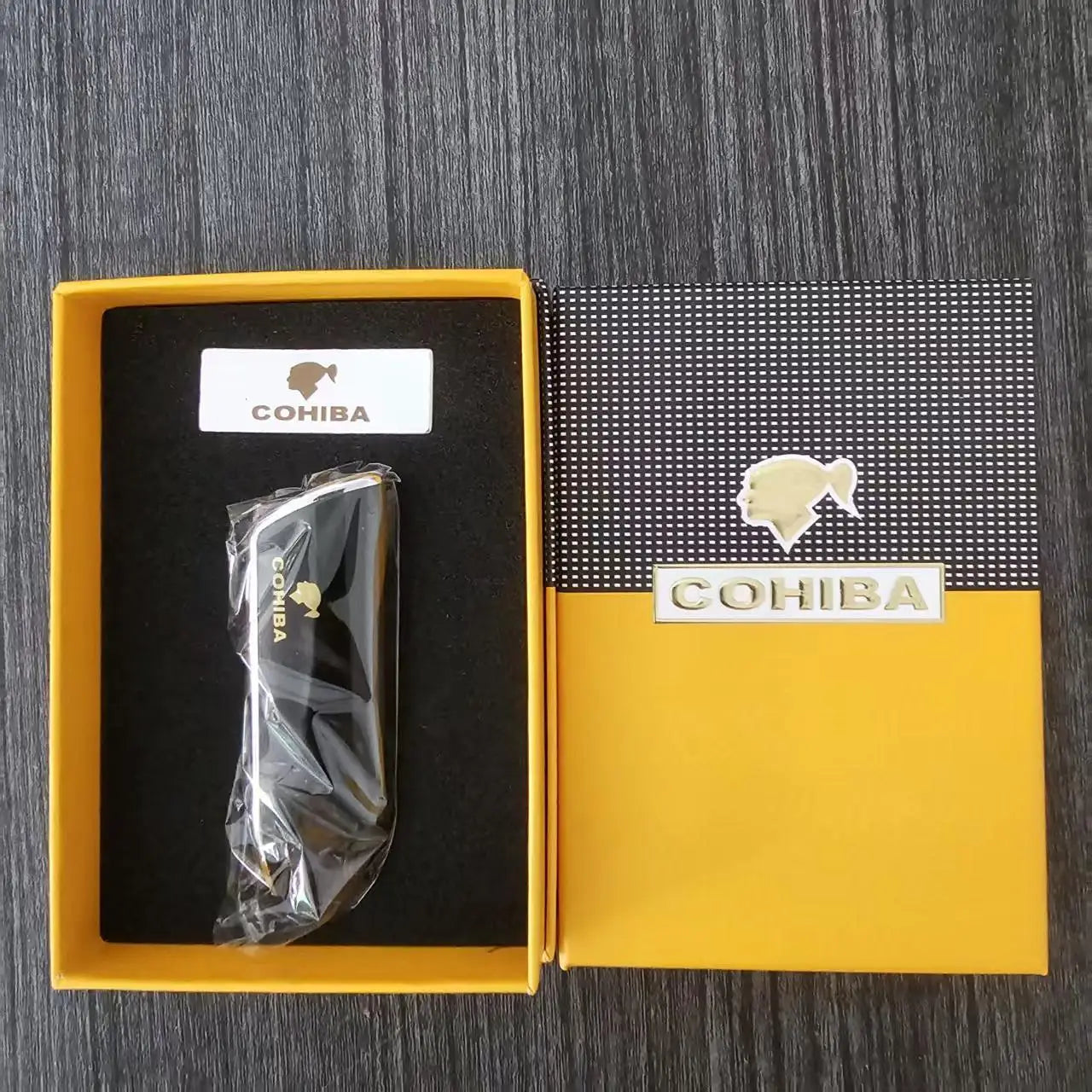 COHIBA Cigar Lighter with Three Straight Punch and Windproof Inflatable Lighter Portable Personalized Gift Lighter Small Tool