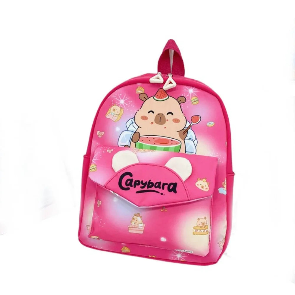 Cute Large Capacity Capybara Backpack Nylon Ultra-light Cartoon Animal Schoolbag Wide Straps Kids Book Bag Children