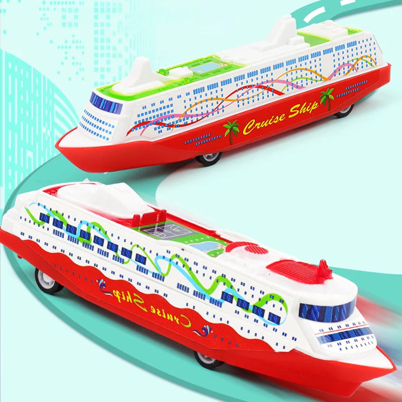 1PCS Cruise Boat Ship Model Collection Pull Back Sliding Steamship Gliding Toy Gift For Kids Children Game Novelty Gag Toys