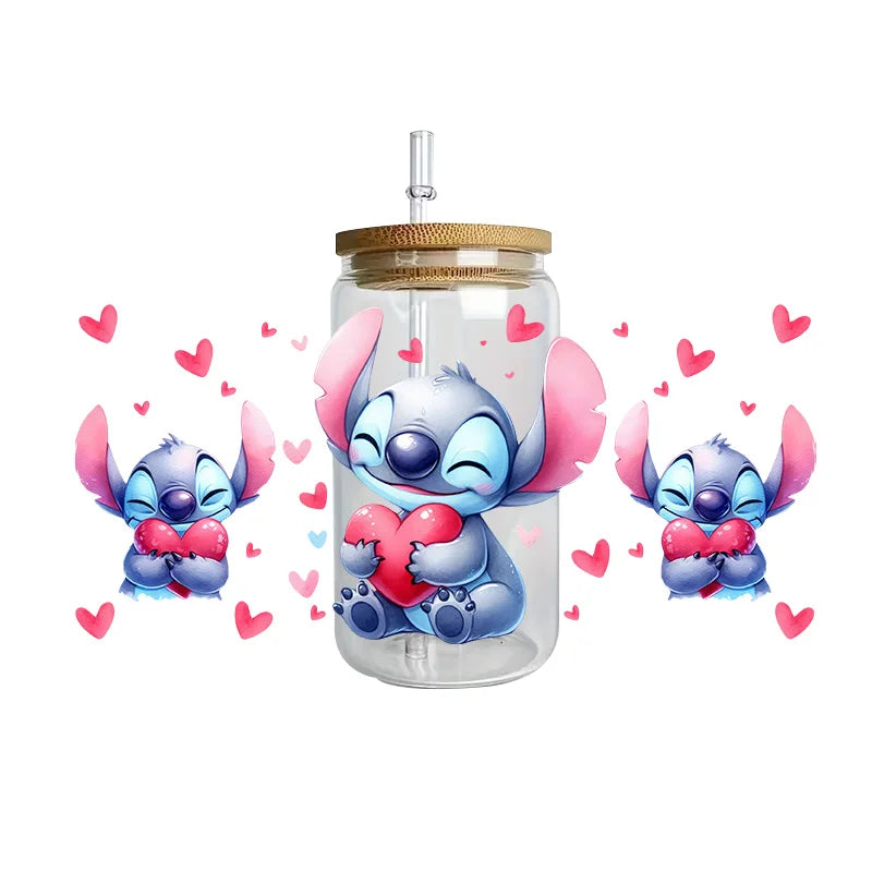 Disney Stitch Series Easy peel waterproof DIY Decals 3D transfers uvdtf crystal stickers 16oz uv dtf tumbler cup wraps sticker