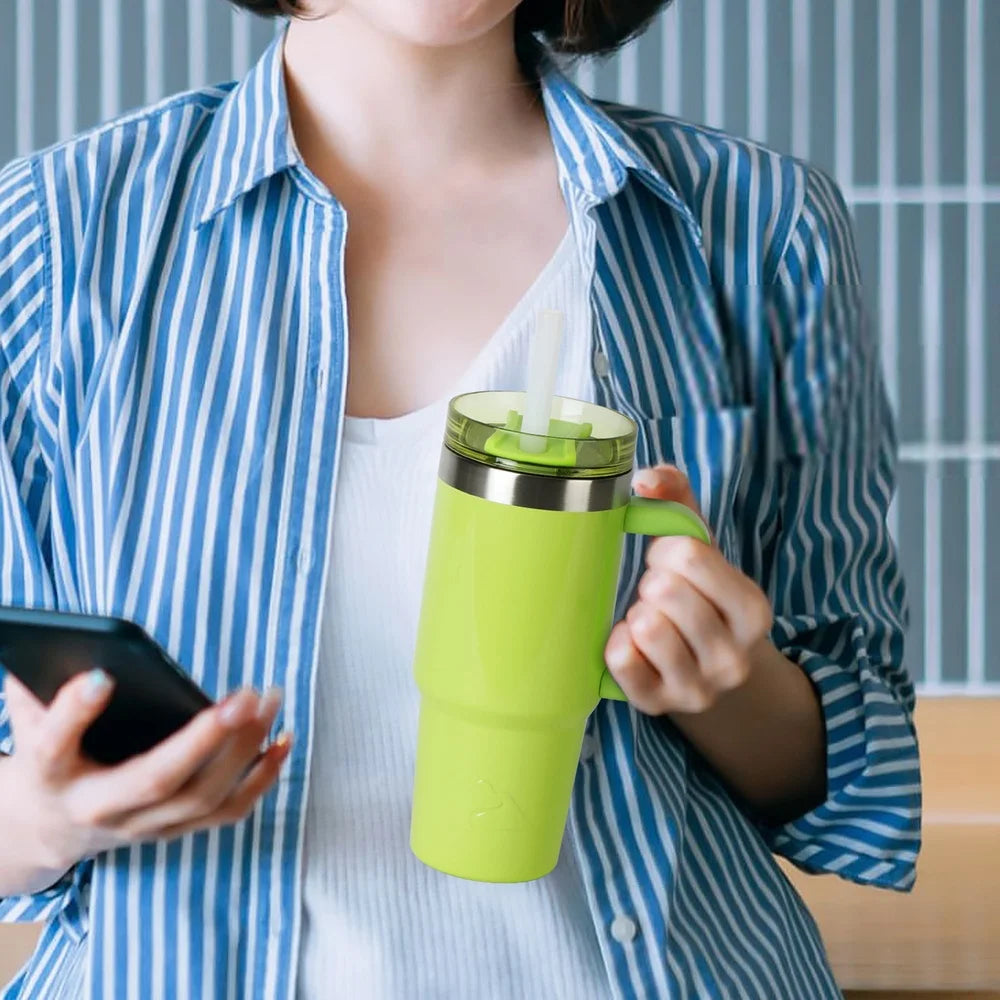 Insulated Stainless Steel Tumbler with Handle 18oz Cold Hot Drink Coffee Mug Spill Proof Travel Cup Dishwasher Safe