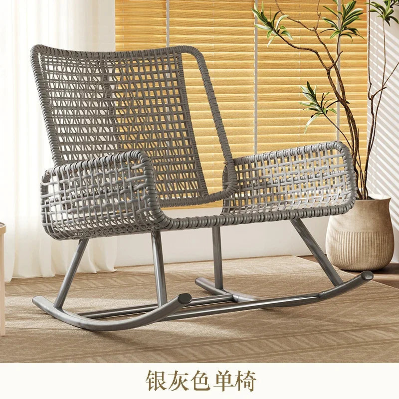 Balcony Rocking Chair 2024 New Adult Lunch Break Reclining Chair Lazy Sofa Adults Can Sleep Leisure Rattan Chair