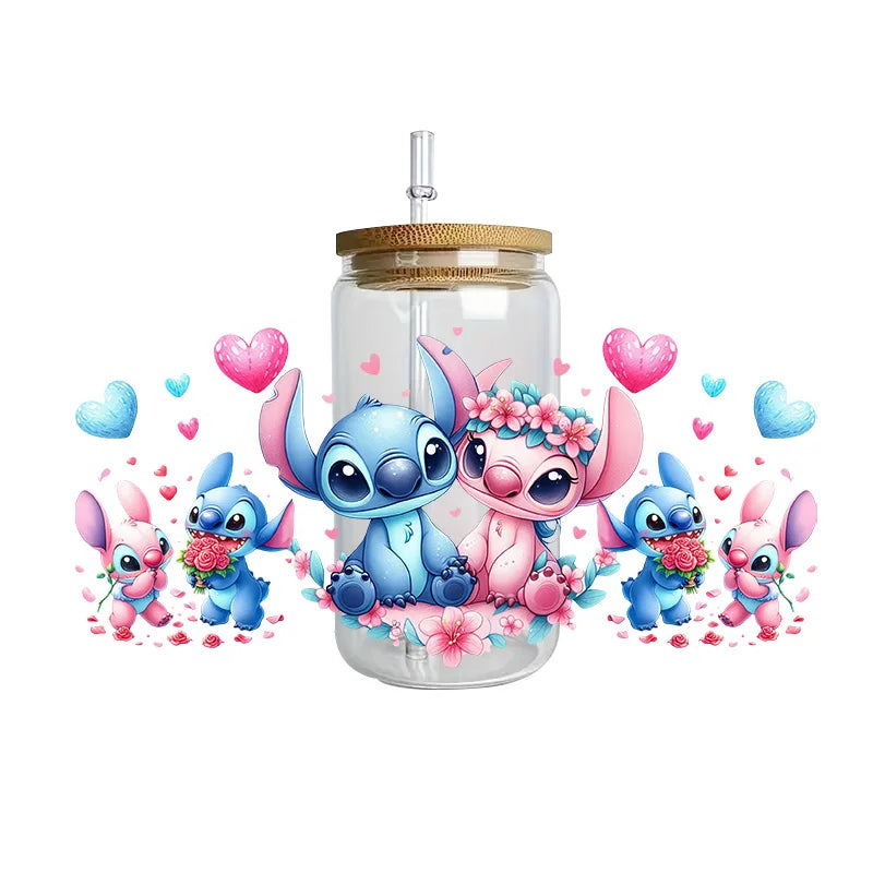 Disney Stitch Series Easy peel waterproof DIY Decals 3D transfers uvdtf crystal stickers 16oz uv dtf tumbler cup wraps sticker