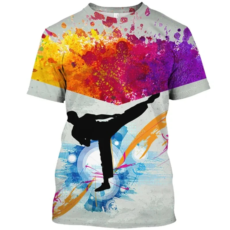 Japanese Karate 3d Printed T-shirt For Men Sports Breathable Comfortable Tee Shirt Short Sleeves Fashion Trend Hot Blood Tees