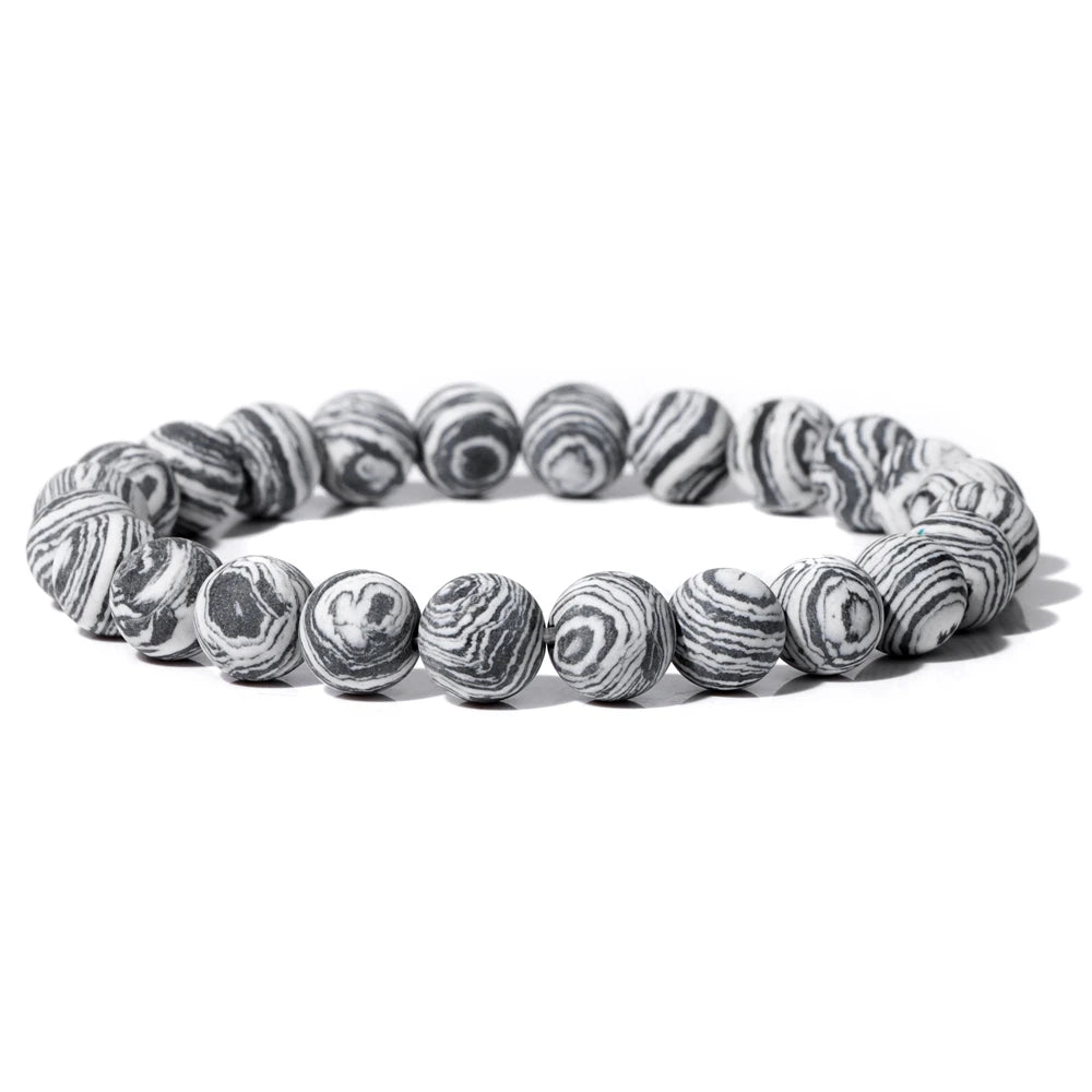 Natural Stone Beads Bracelet 8mm Frosted Opal Malachite Quartz Beaded Elastic Bracelets for Women Men Fashion Jewelry Gift