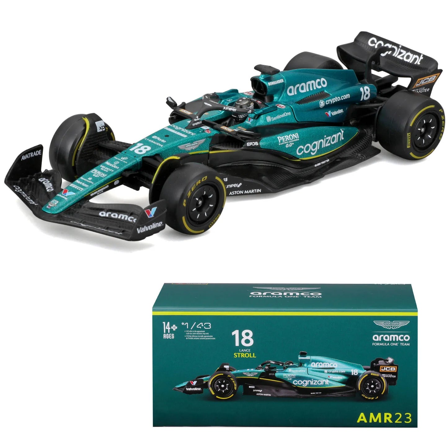Bburago 1:43 2023 Aston Martin AMR23 F1 Formula Alloy Car Die Cast Vehicles Collectible Model Racing Toy