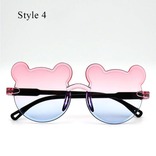 Hot Sale!Children Cute Cartoon Bear Shape Sunglasses Rimless UV400 Kids Sun Eyeglasses Outdoor Anti-Glare Girls Boys Sunglasses