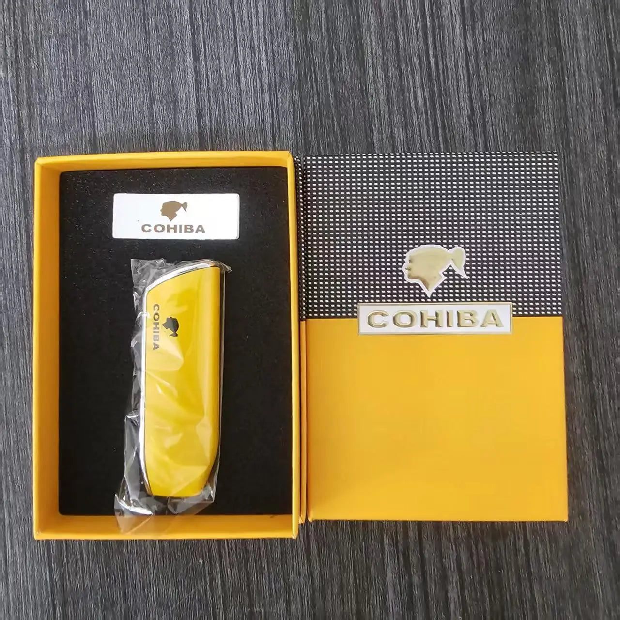 COHIBA Cigar Lighter with Three Straight Punch and Windproof Inflatable Lighter Portable Personalized Gift Lighter Small Tool