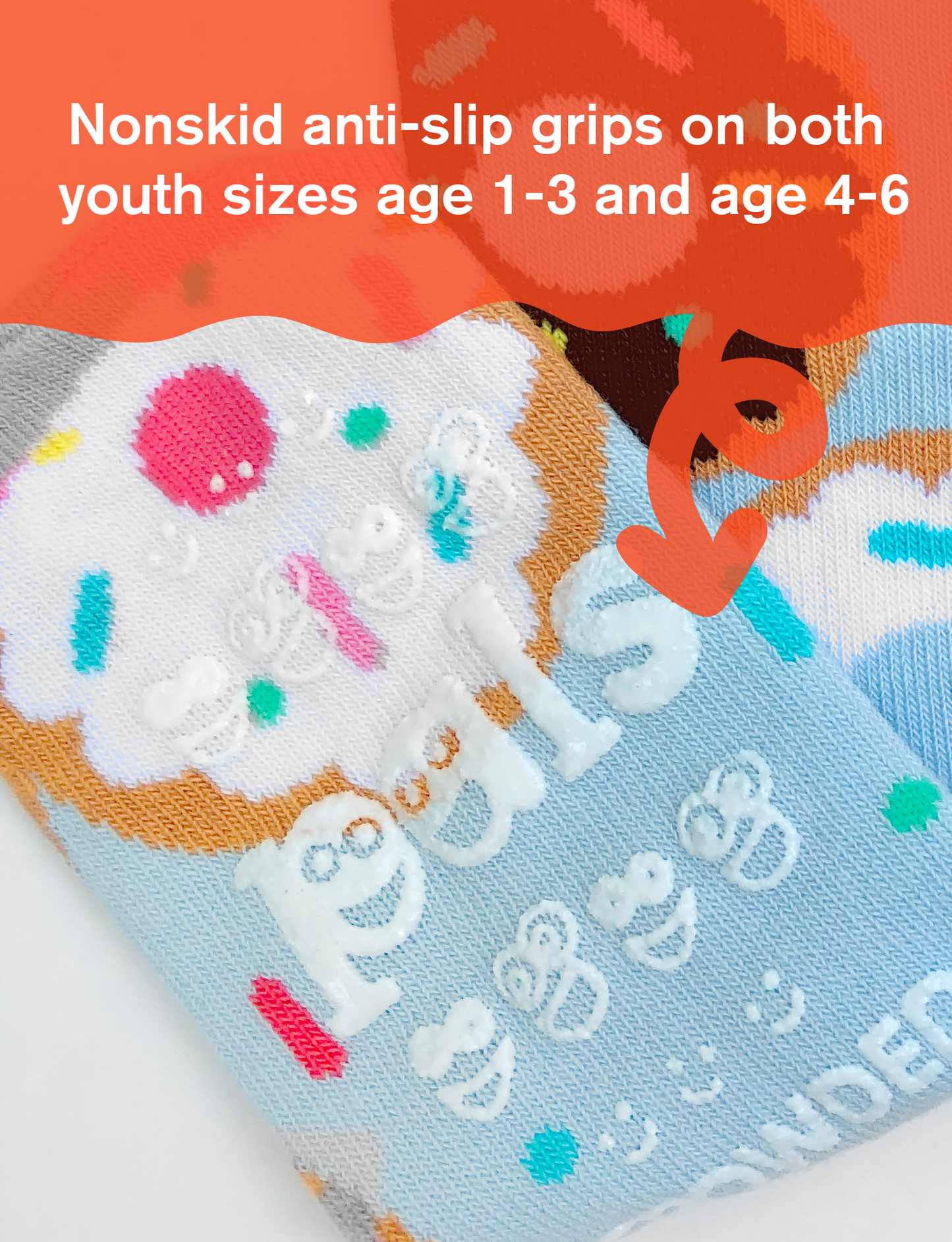 KIDS DONUT & ICE CREAM NO SLIP SOCKS-3
