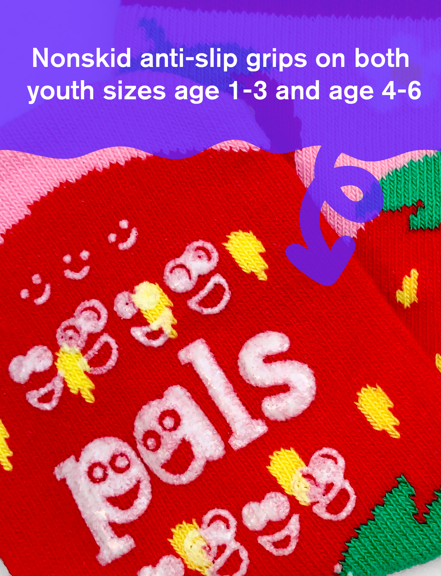 KIDS STRAWBERRY & BANANA NO SLIP SOCKS-3