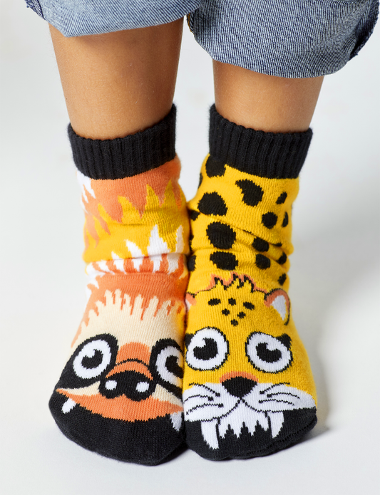 KIDS SLOTH & CHEETAH NO SLIP SOCKS-0