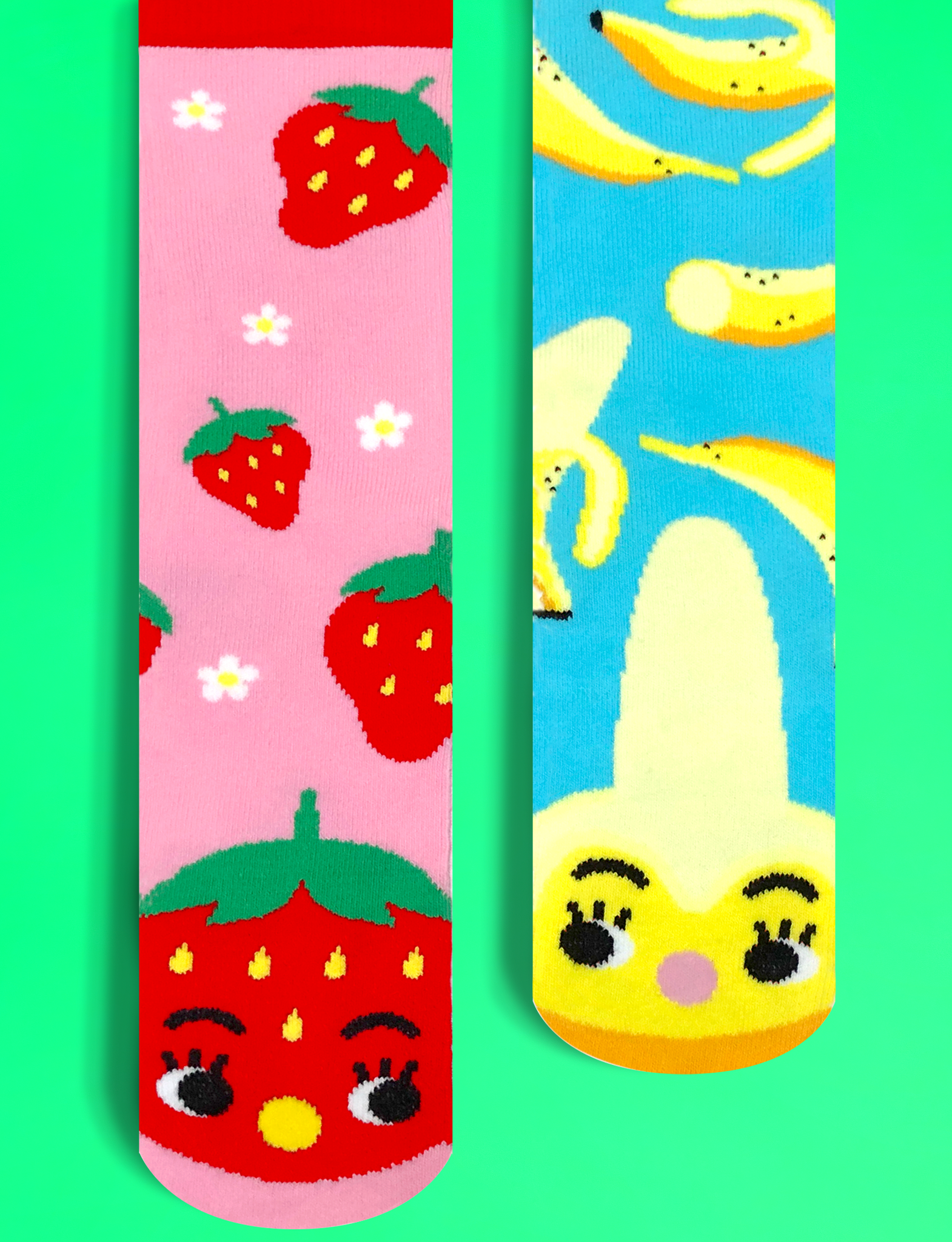 KIDS STRAWBERRY & BANANA NO SLIP SOCKS-1