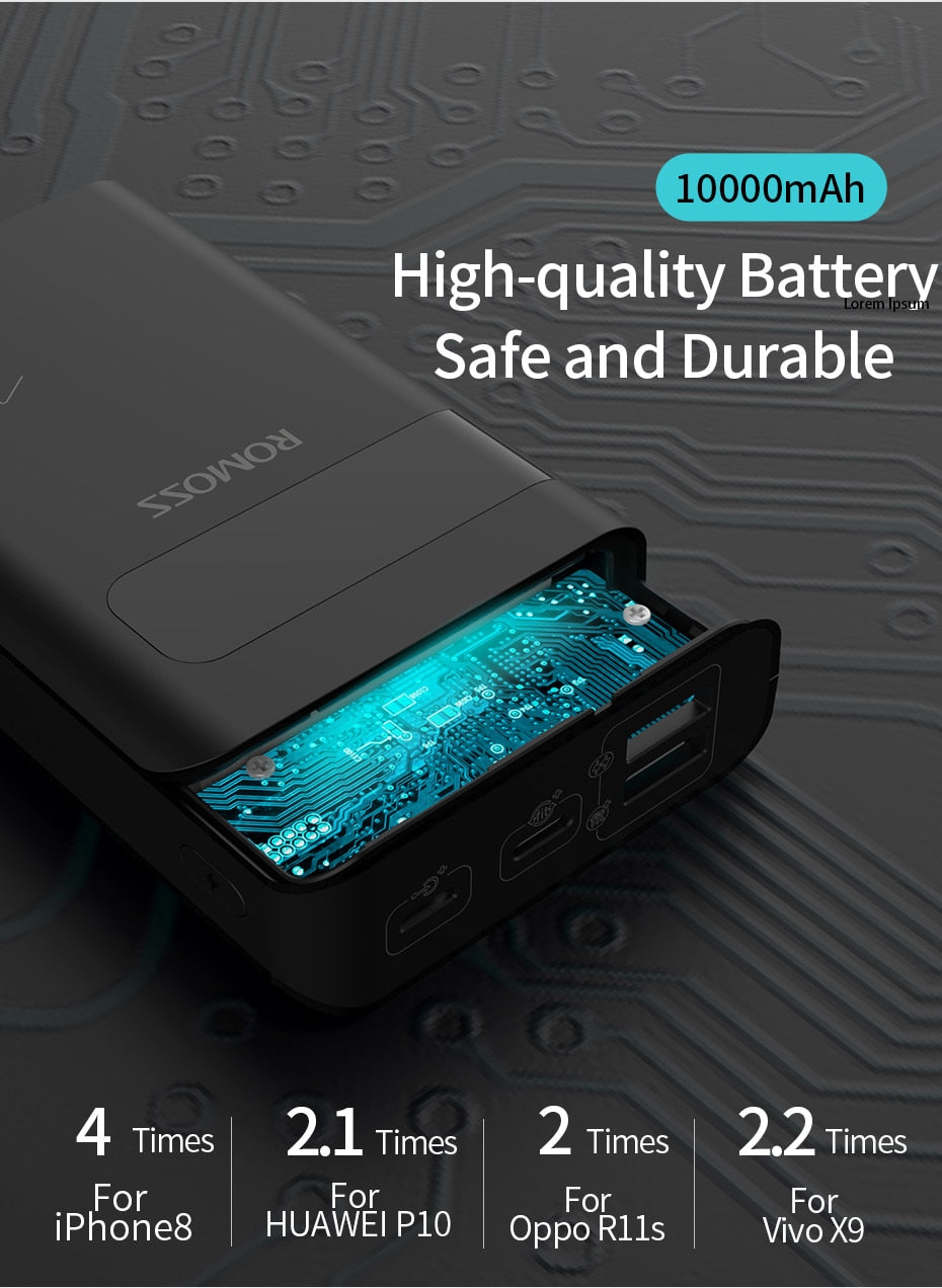 Sense4PS+ Power Bank 10000mAh Portable Charger LED External Battery PD 3.0 Fast Charging Powerbank for iPhone Xiaomi mi-4