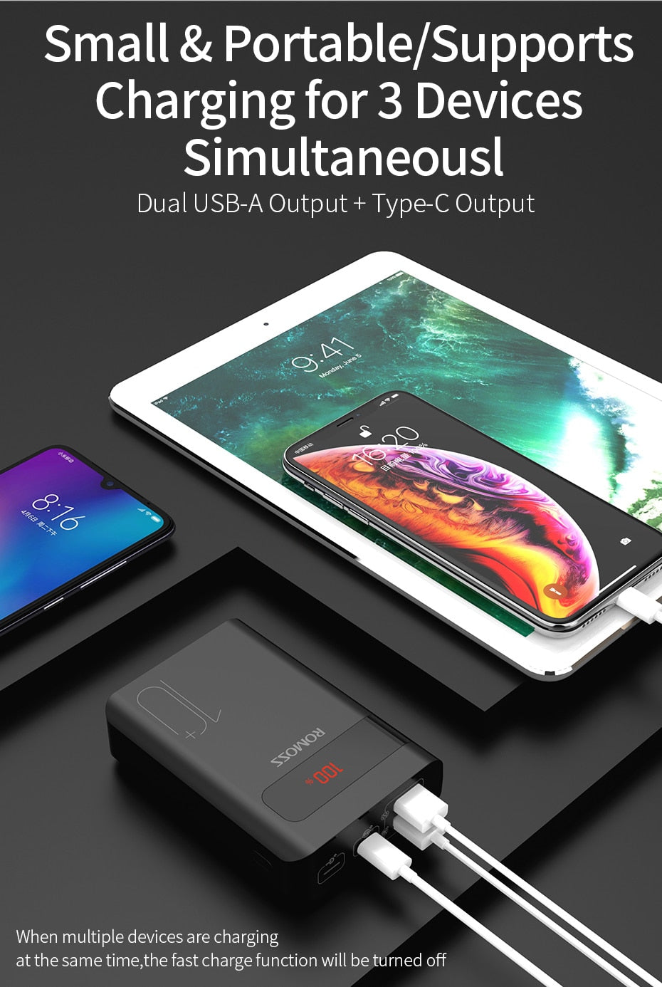 Sense4PS+ Power Bank 10000mAh Portable Charger LED External Battery PD 3.0 Fast Charging Powerbank for iPhone Xiaomi mi-2