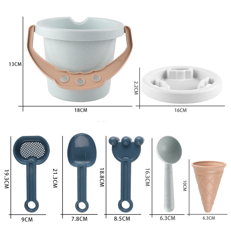 Children’s Beach Toy Set Thickened Wheat Straw Sand & Water Bucket Kit-1